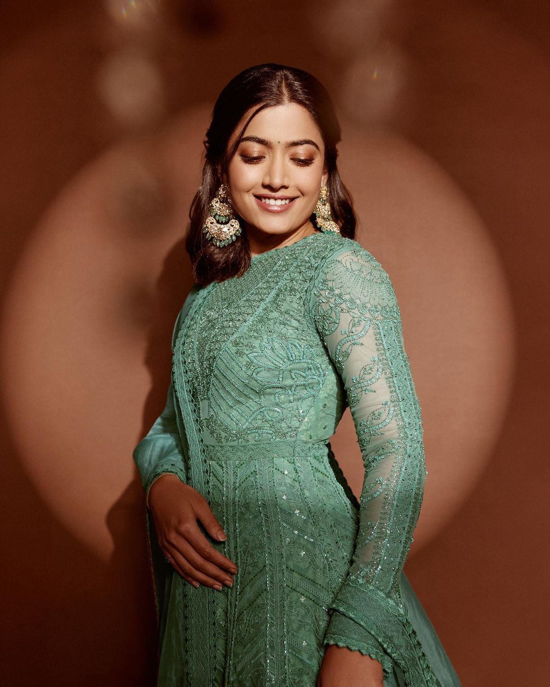 Telugu Actress Rashmika Mandanna in Green Dress